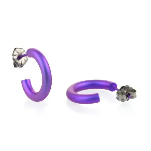 Medium Round Purple Hoop Earrings